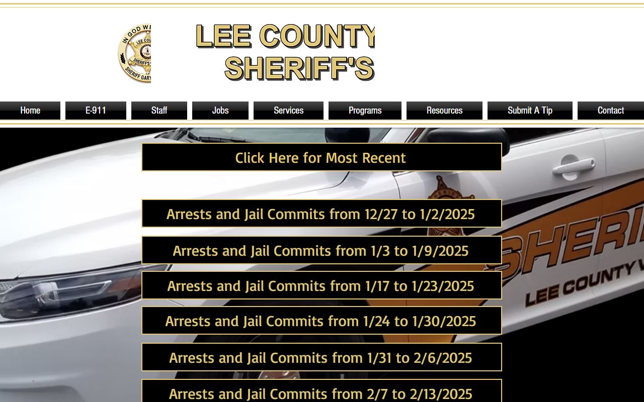 Lee County inmate records weekly arrests and jail commits archive