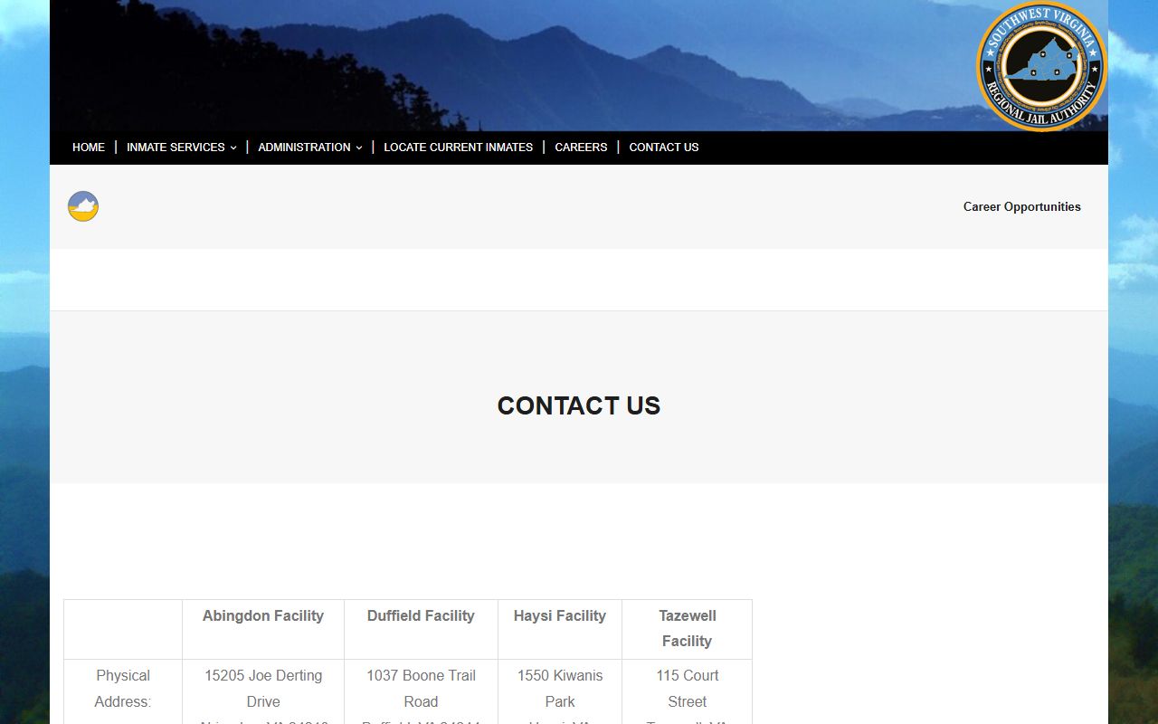 Lee County Duffield Facility contact table for inmate records